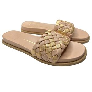 Dolce Vita Gold and Cream Woven Sandals